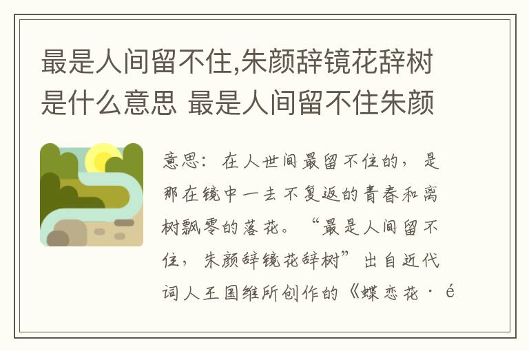 最是人间留不住,朱颜辞镜花辞树是什么意思 最是人间留不住朱颜辞镜花辞树翻译