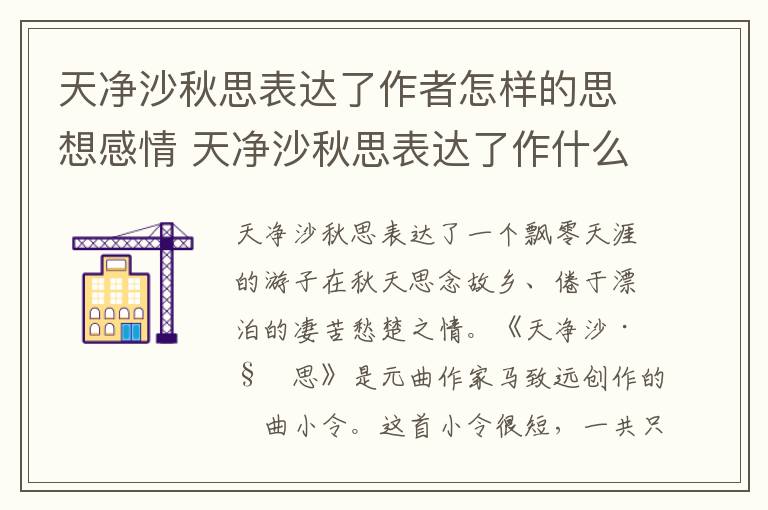 天净沙秋思表达了作者怎样的思想感情 天净沙秋思表达了作什么思想感情