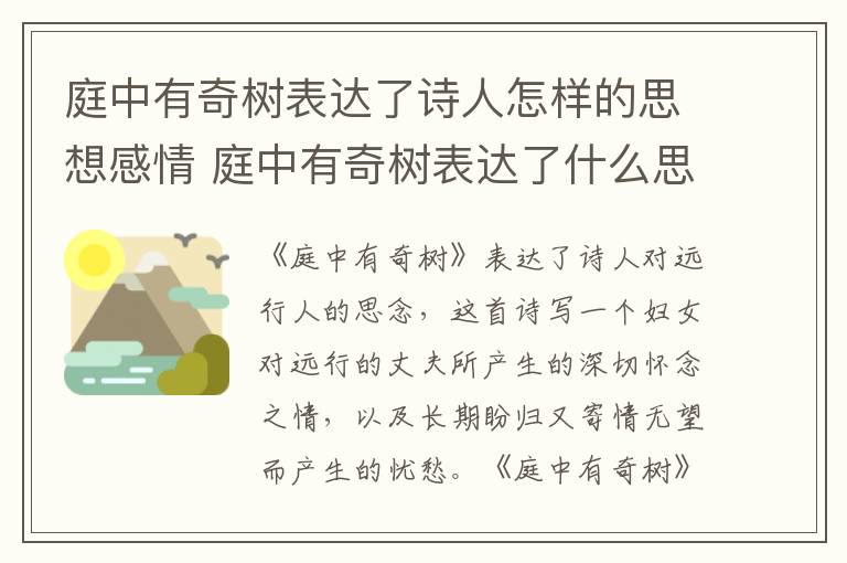 庭中有奇树表达了诗人怎样的思想感情 庭中有奇树表达了什么思想感情