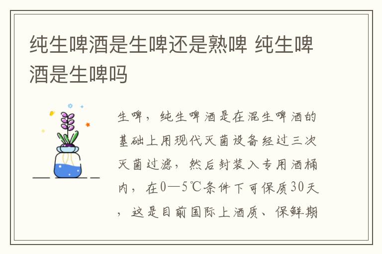 纯生啤酒是生啤还是熟啤 纯生啤酒是生啤吗