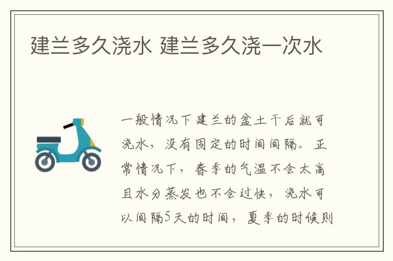 建兰多久浇水 建兰多久浇一次水
