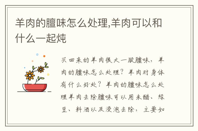 羊肉的膻味怎么处理,羊肉可以和什么一起炖