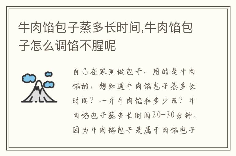 牛肉馅包子蒸多长时间,牛肉馅包子怎么调馅不腥呢