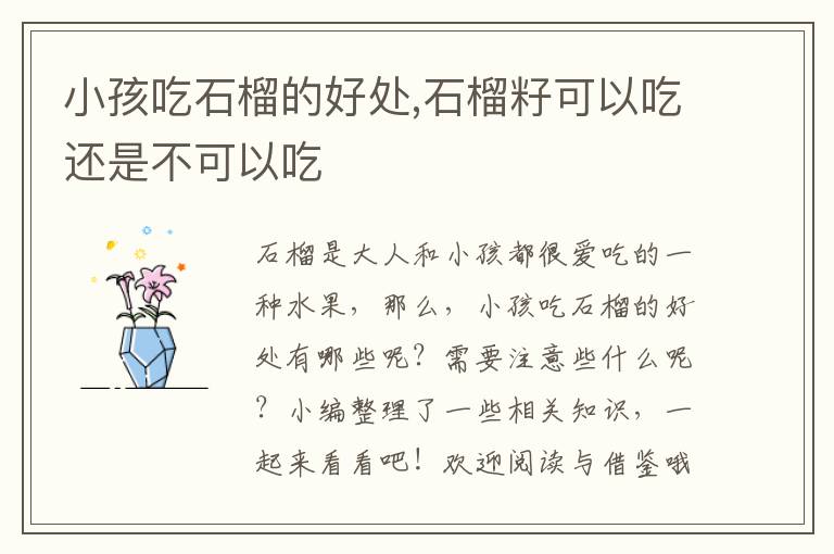 小孩吃石榴的好处,石榴籽可以吃还是不可以吃