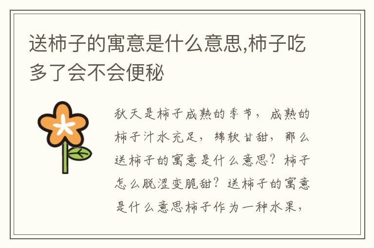 送柿子的寓意是什么意思,柿子吃多了会不会便秘