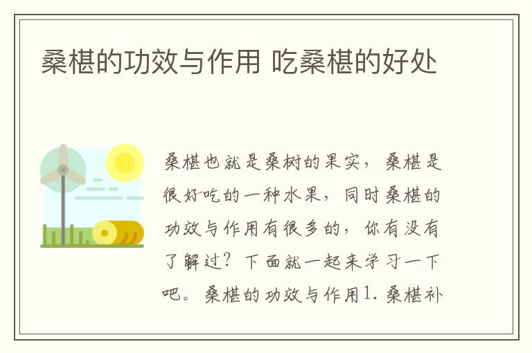 桑椹的功效与作用 吃桑椹的好处