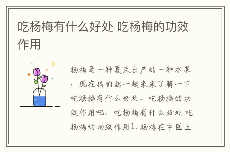 吃杨梅有什么好处 吃杨梅的功效作用