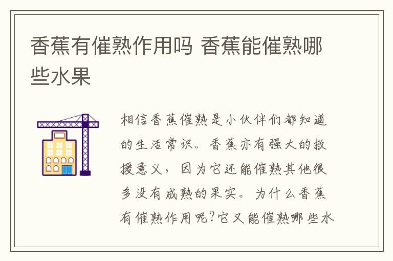 香蕉有催熟作用吗 香蕉能催熟哪些水果