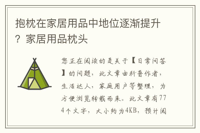 抱枕在家居用品中地位逐渐提升？家居用品枕头