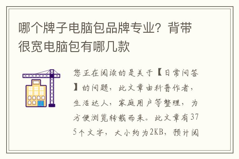 哪个牌子电脑包品牌专业？背带很宽电脑包有哪几款