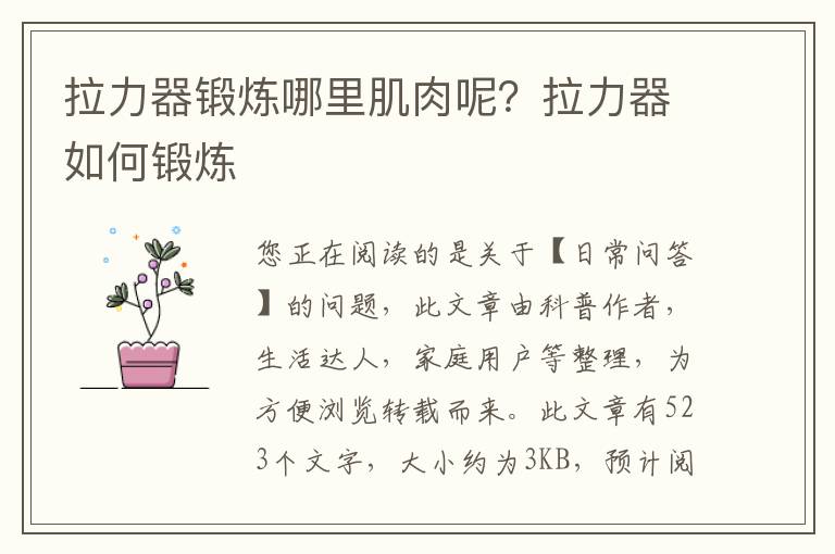 拉力器锻炼哪里肌肉呢？拉力器如何锻炼
