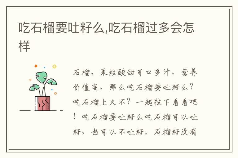 吃石榴要吐籽么,吃石榴过多会怎样