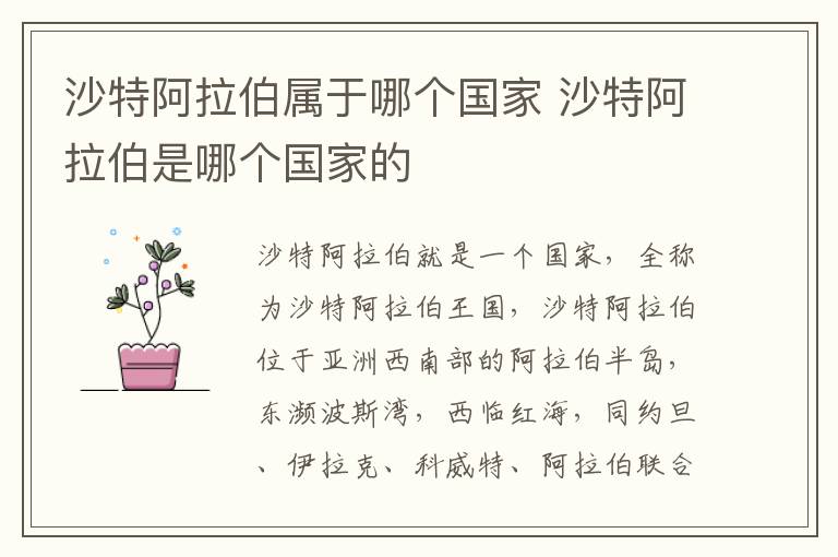 沙特阿拉伯属于哪个国家 沙特阿拉伯是哪个国家的