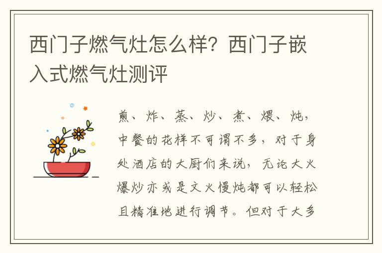 西门子燃气灶怎么样？西门子嵌入式燃气灶测评