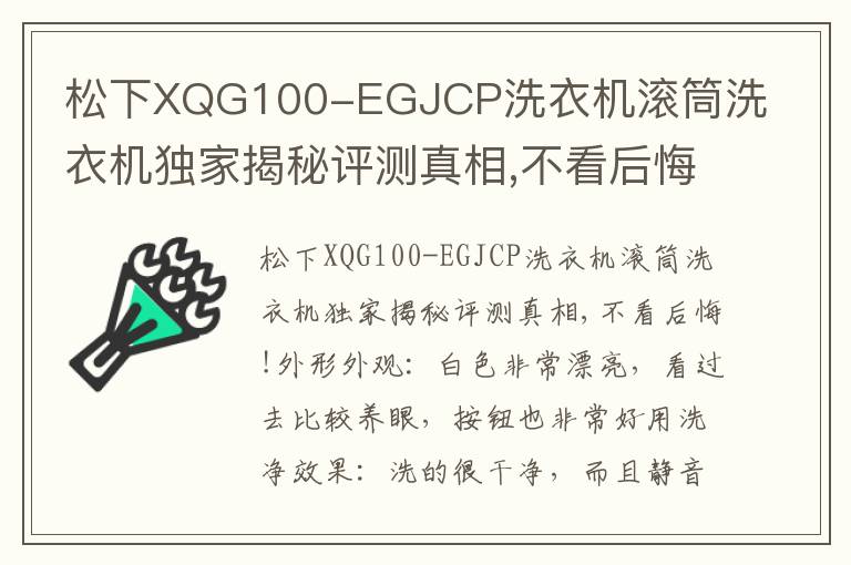 松下XQG100-EGJCP洗衣机滚筒洗衣机独家揭秘评测真相,不看后悔!