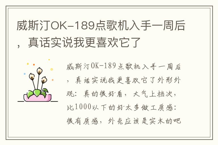 威斯汀OK-189点歌机入手一周后，真话实说我更喜欢它了