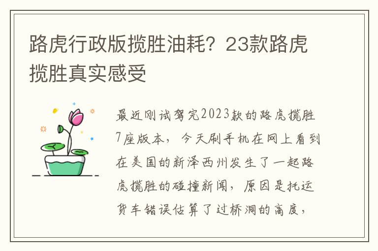 路虎行政版揽胜油耗？23款路虎揽胜真实感受