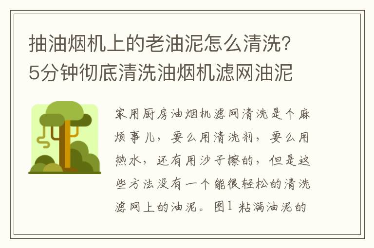 抽油烟机上的老油泥怎么清洗？5分钟