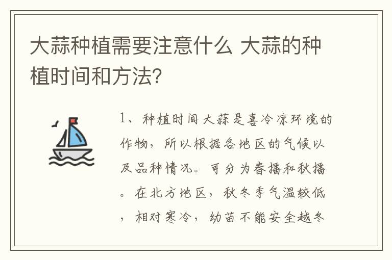 大蒜种植需要注意什么 大蒜的种植