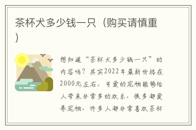 茶杯犬多少钱一只（购买请慎重）