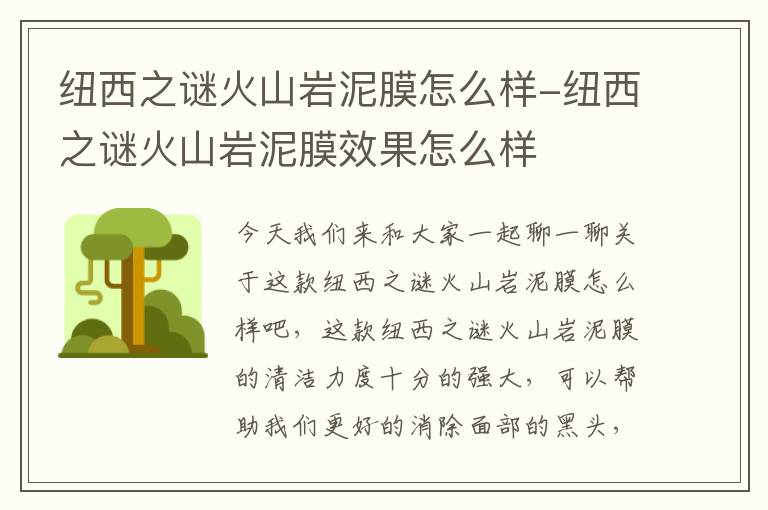 纽西之谜火山岩泥膜怎么样-纽西之谜火山岩泥膜效果怎么样
