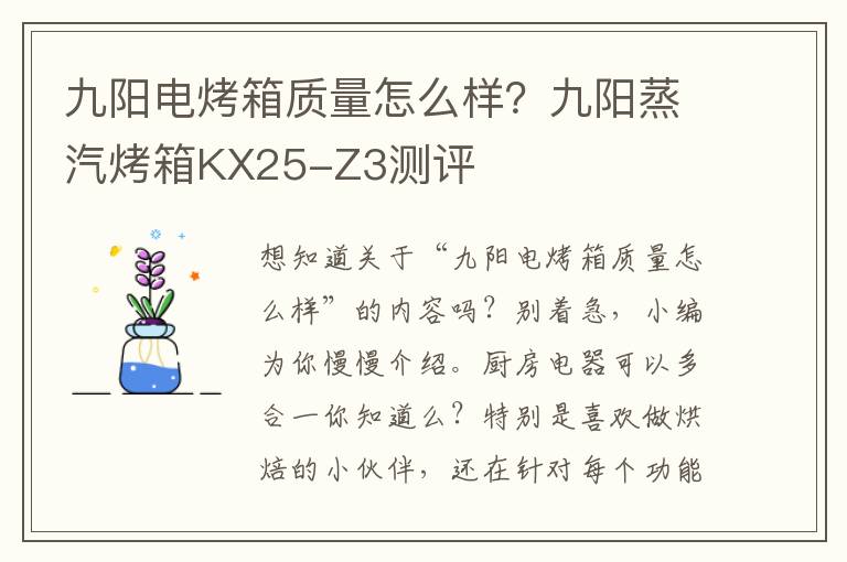 九阳电烤箱质量怎么样？九阳蒸汽烤箱KX25-Z3测评