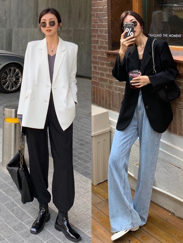 小西装怎么搭配图片女？18套简约高级的西装穿搭