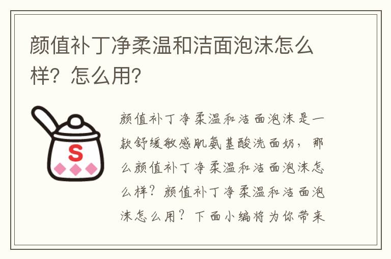 颜值补丁净柔温和洁面泡沫怎么样？怎么用？