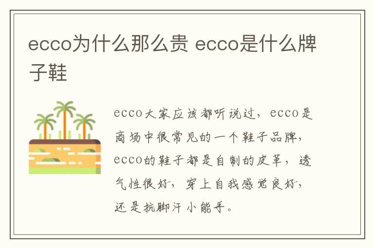 ecco为什么那么贵 ecco是什么牌子鞋