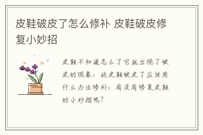 皮鞋破皮了怎么修补 皮鞋破皮修复小妙招