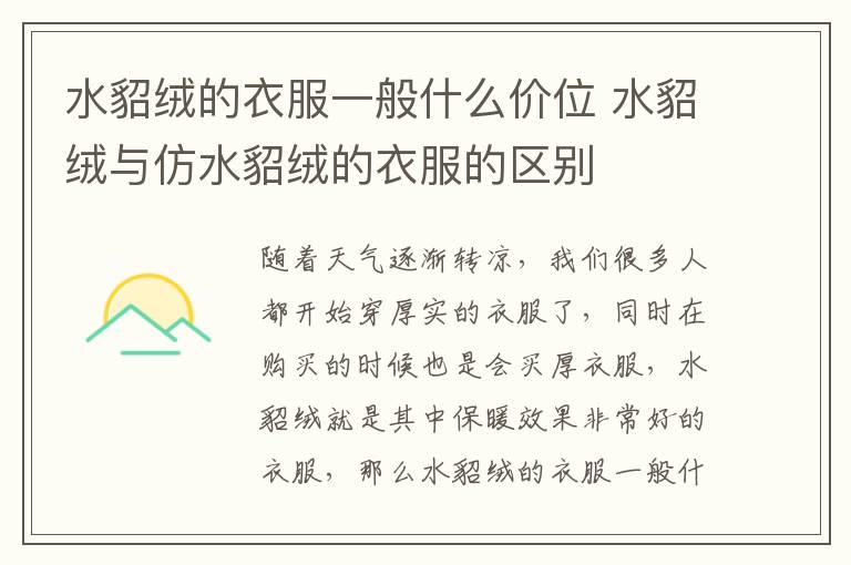 水貂绒的衣服一般什么价位 水貂绒