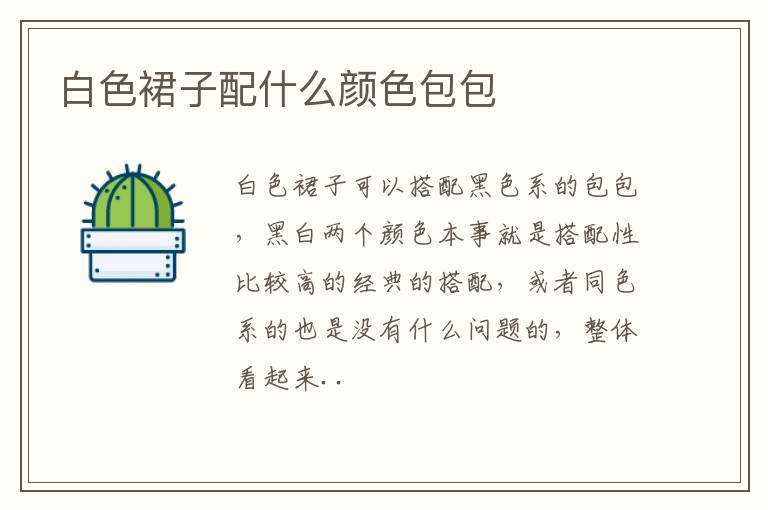 白色裙子配什么颜色包包