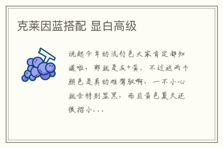 克莱因蓝搭配 显白高级