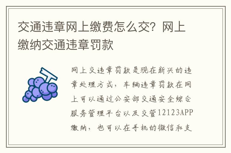 交通违章网上缴费怎么交？网上缴纳交通违章罚款
