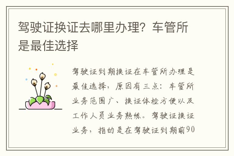 驾驶证换证去哪里办理？车管所是最佳