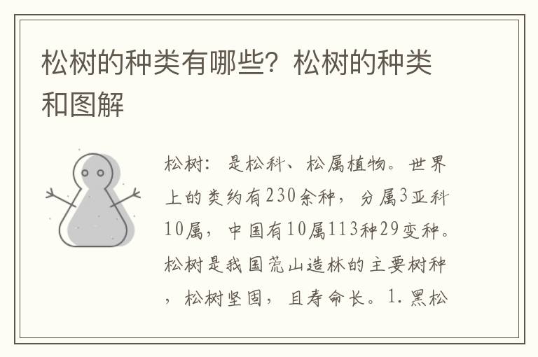 松树的种类有哪些？松树的种类和图解