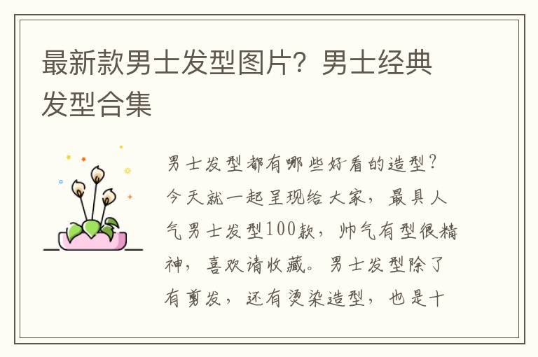 最新款男士发型图片？男士经典发型合集