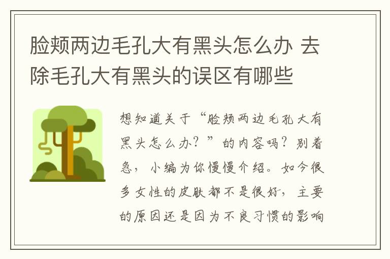 脸颊两边毛孔大有黑头怎么办 去除毛孔大有黑头的误区有哪些