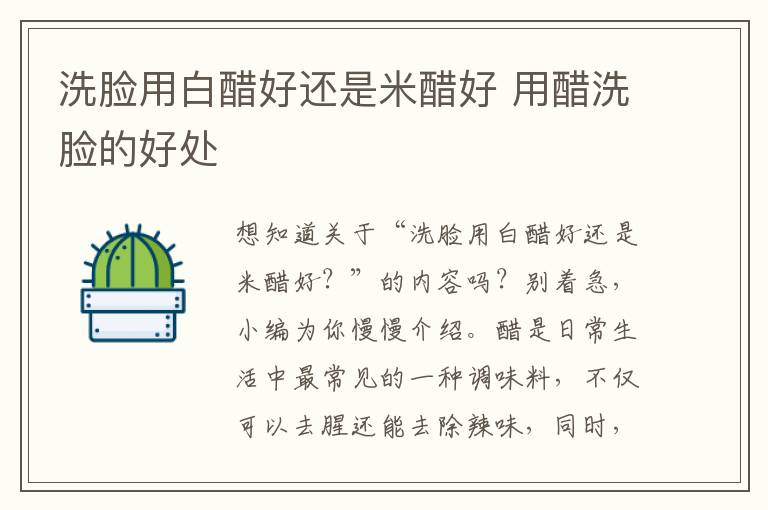 洗脸用白醋好还是米醋好 用醋洗脸的好处