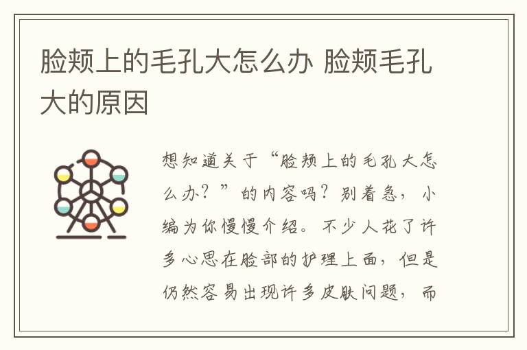 脸颊上的毛孔大怎么办 脸颊毛孔大的原因