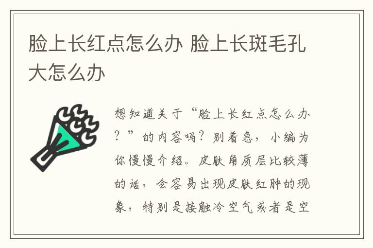 脸上长红点怎么办 脸上长斑毛孔大怎么办