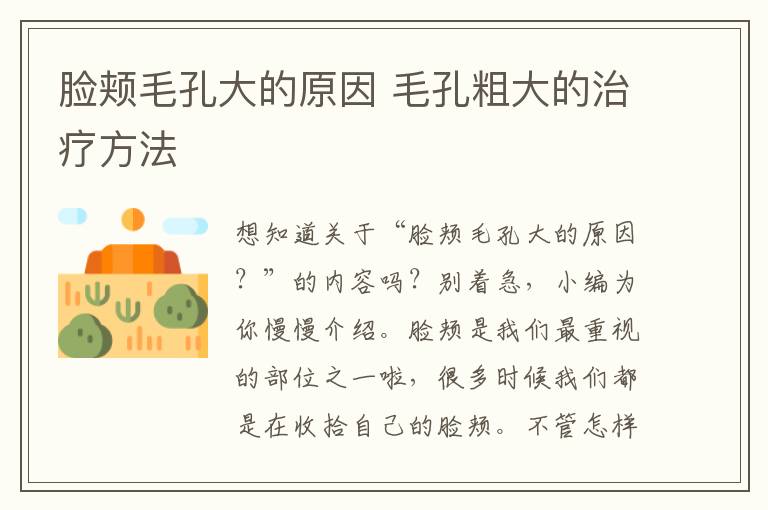 脸颊毛孔大的原因 毛孔粗大的治疗方法