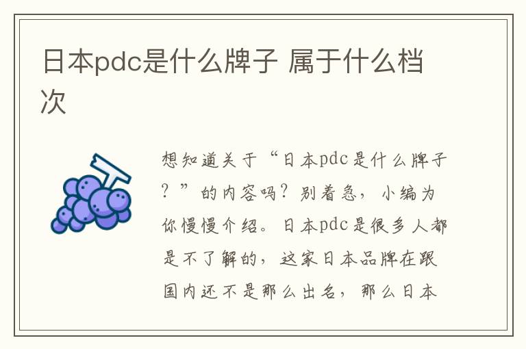 日本pdc是什么牌子 属于什么档次