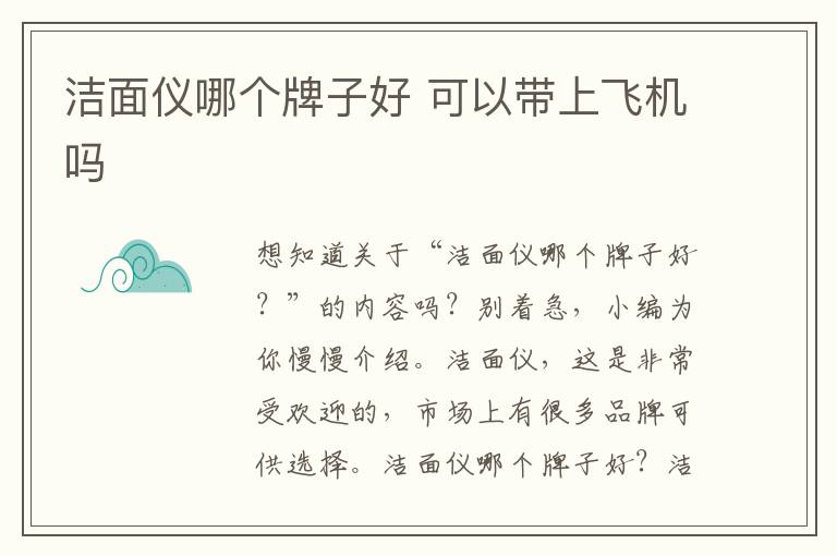 洁面仪哪个牌子好 可以带上飞机吗