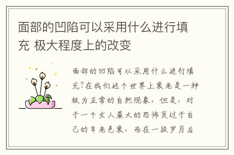 面部的凹陷可以采用什么进行填充 极大程度上的改变